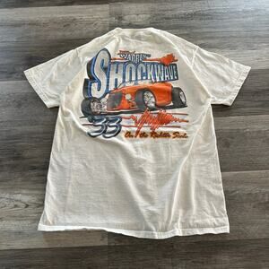 Vintage 1990s Warren Motorsports‎ Orange Blue Shockwave Muscle Car Hot Rod Shirt
